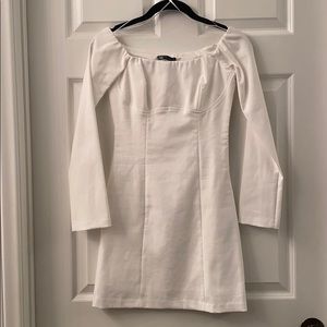 White stretch denim dress